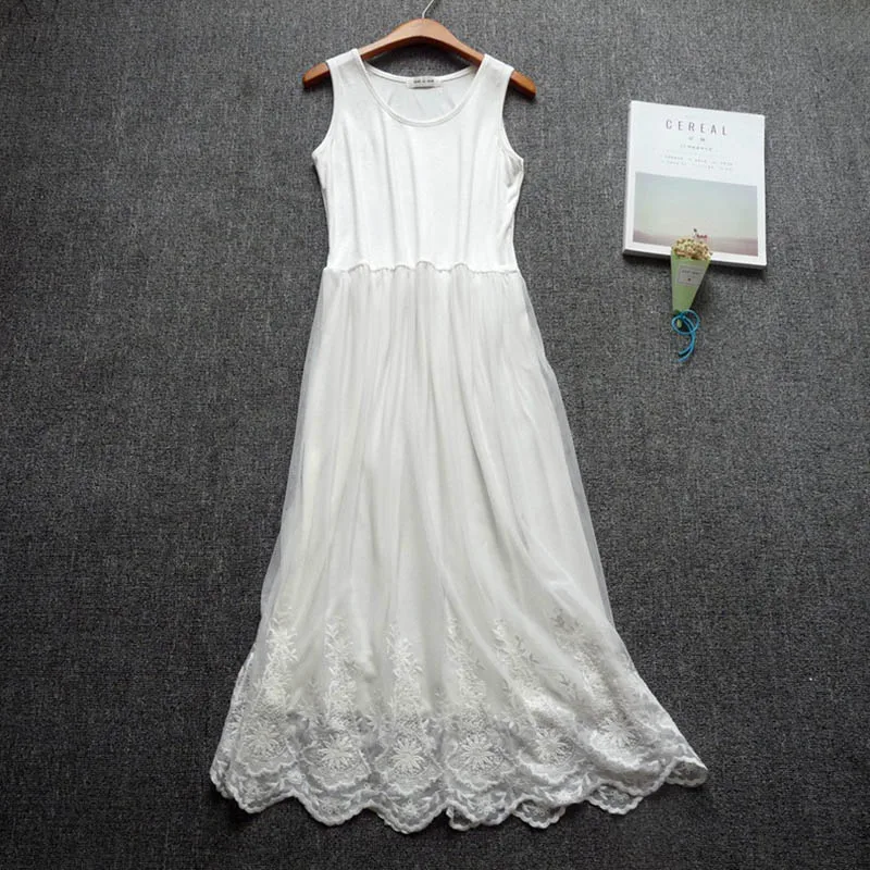 Летнее повседневное милое платье с цветочной вышивкой женское мягкое модальное