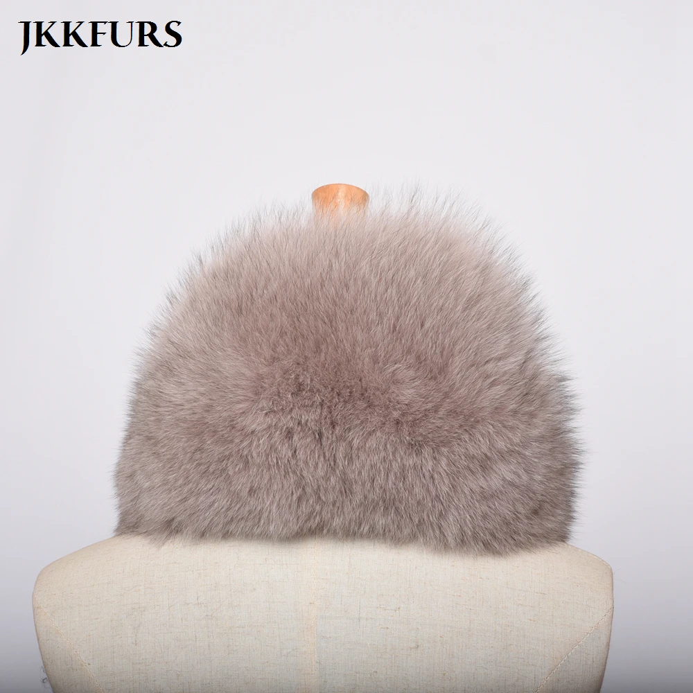 JKKFURS новые женские шарфы из натурального Лисьего меха зимние толстые теплые