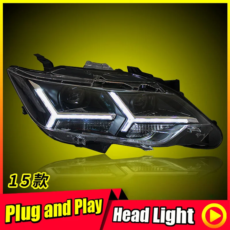 Для 2015 Тойота Камри головной светильник s пара объектив проектора светодиодный