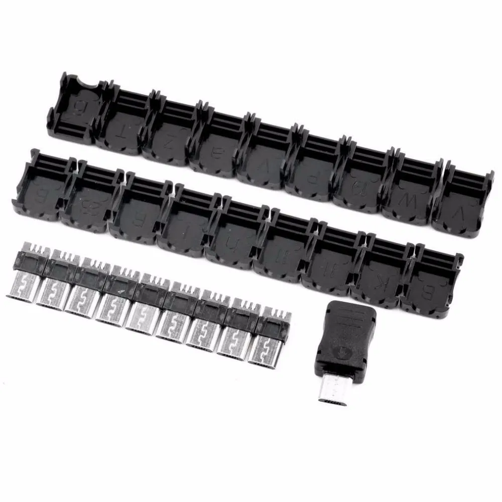 10 шт. Micro USB 5 Pin Т порт штекер разъем и пластиковая крышка для DIY дропшиппинг Лидер продаж