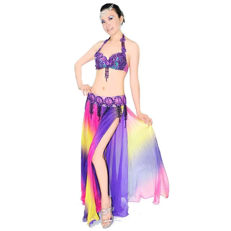 

Профессиональный индийский костюм для танца живота, 3 предмета, бюстгальтеры, пояс и юбка, 34b/c 36b/c 38b/c, танцевальные наряды, 7 видов цветов
