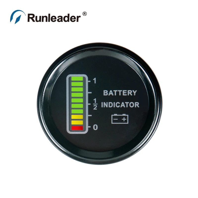 

Runleader LCD Battery Indicator BI011A 12v/24v/36v/48v For ATV UTV Tractor Golf Carts Cleaning Vehicle Forklift Truck Club Car