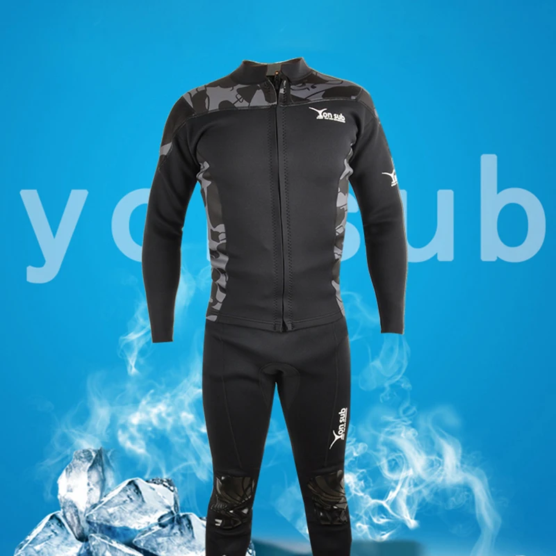 

2MM Neoprene Wetsuit Man Diving Surfing Spearfishing Camouflage Black Swimsuit Stretch fabric Diving Suits with Front Zipper
