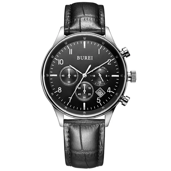 BlackSilver Мужские деловые кварцевые наручные часы, мужские модные водонепроницаемые спортивные часы с хронографом, наручные часы Relogio Masculino - Цвет: BlackSilver