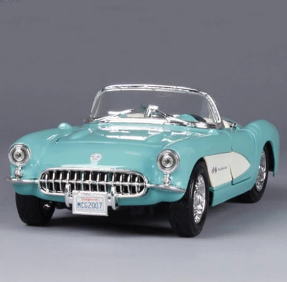 Небесно-голубой Высокое качество Maisto 1/24 Chevrolet Corvette 1957 литая под давлением модель автомобиля металлическая винтажная игрушка автомобиля с коробкой для детей подарок на день рождения игрушка - Цвет: Небесно-голубой