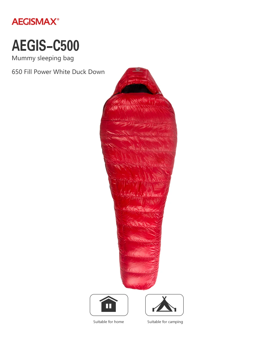 Aegismax C500 сверхлегкий спальный мешок из 90% утиного пуха, зимний походный спальный мешок 650FP 216*82 см
