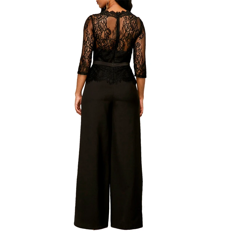 2019 женский комбинезон с длинным рукавом кружевной в технике пэчворк комбинезоны