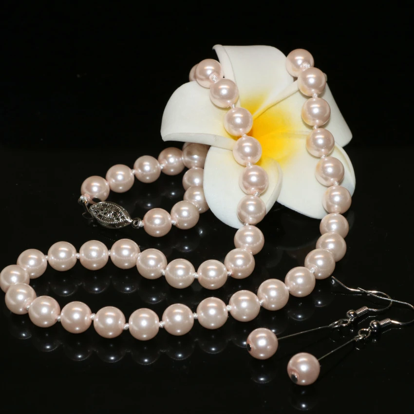 Высокое качество розовый искусственный жемчуг оболочки круглые 8 мм бусы