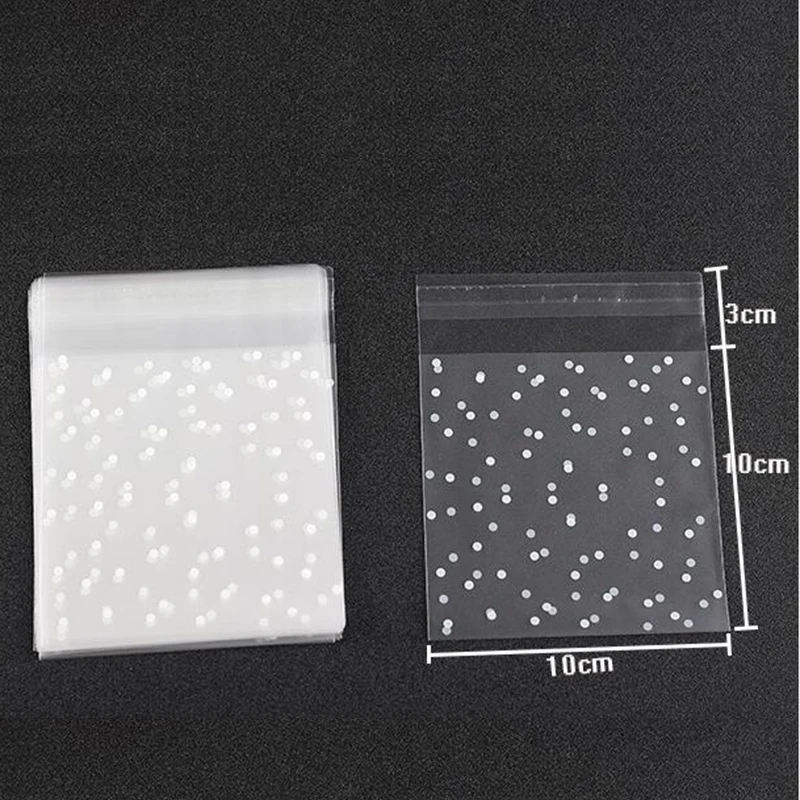 100 шт. прозрачные матовые пластиковые пакеты в белый горошек|bag wedding candy|wedding candybag |