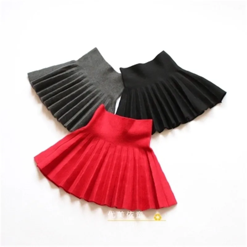 Новое поступление 2018 юбка для девочек однотонная детская вязаная одежда верхняя