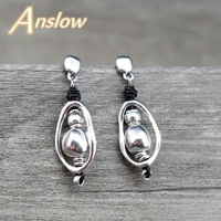 anslow 2018 new design charm bijoux beads handmade diy wrap wire vintage leather earring for women lady female gift low0076e