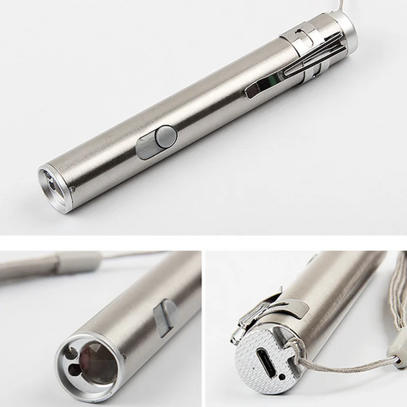 Новый 3 в 1 Мини USB Перезаряжаемый светодиодный лазерный фонарик