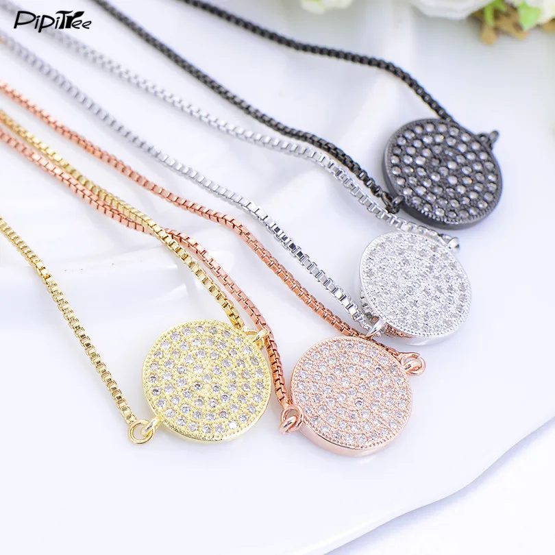 Pipitree микро кубический цирконий Кристалл паве Круглый Шарм-браслет классические