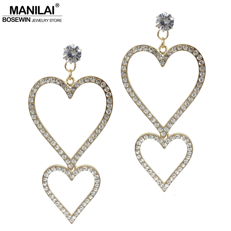 Женские серьги подвески из металлического сплава|big heart earrings|drop earringsheart drop earrings |