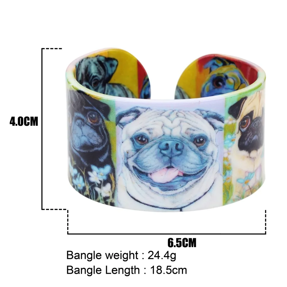 WEVENI Plastic Animal French Bulldog Pug Dog Bangle Bracelet Indian Fashion Jewelry For Women Girl Wholesale Craft Accessories | Украшения