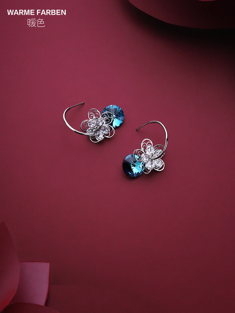 Женские серьги с кристаллами Сваровски универсальные капельки из стерлингового