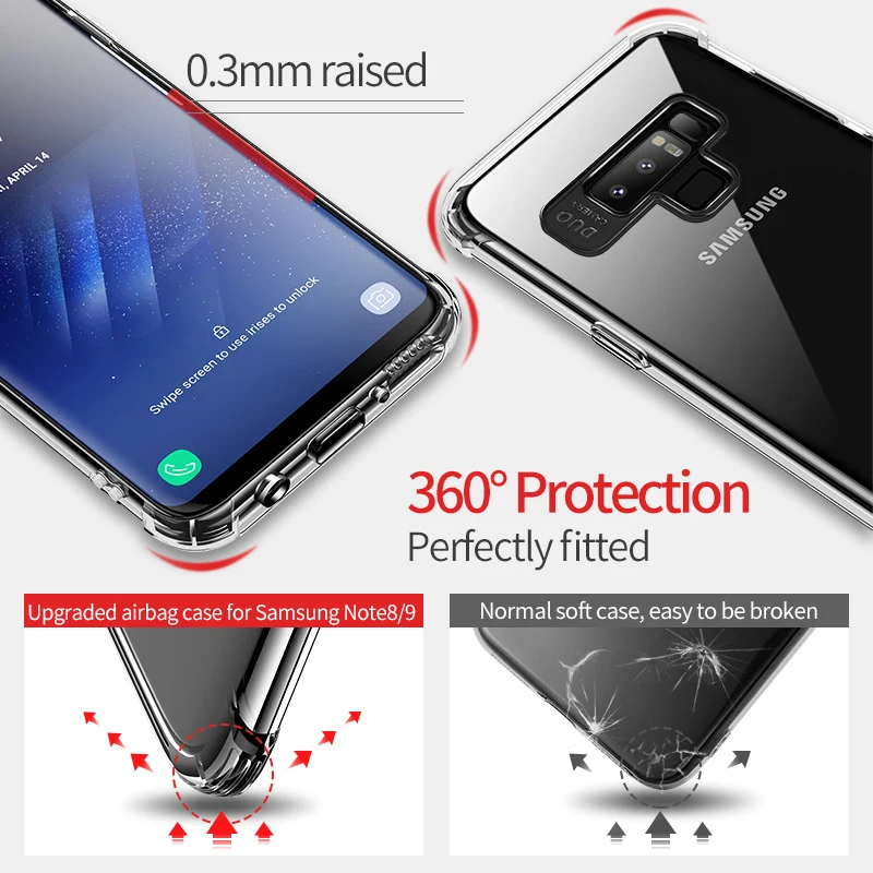 MSVII противоударный чехол для Samsung Note9 прозрачный защитный мягкий силиконовый Galaxy