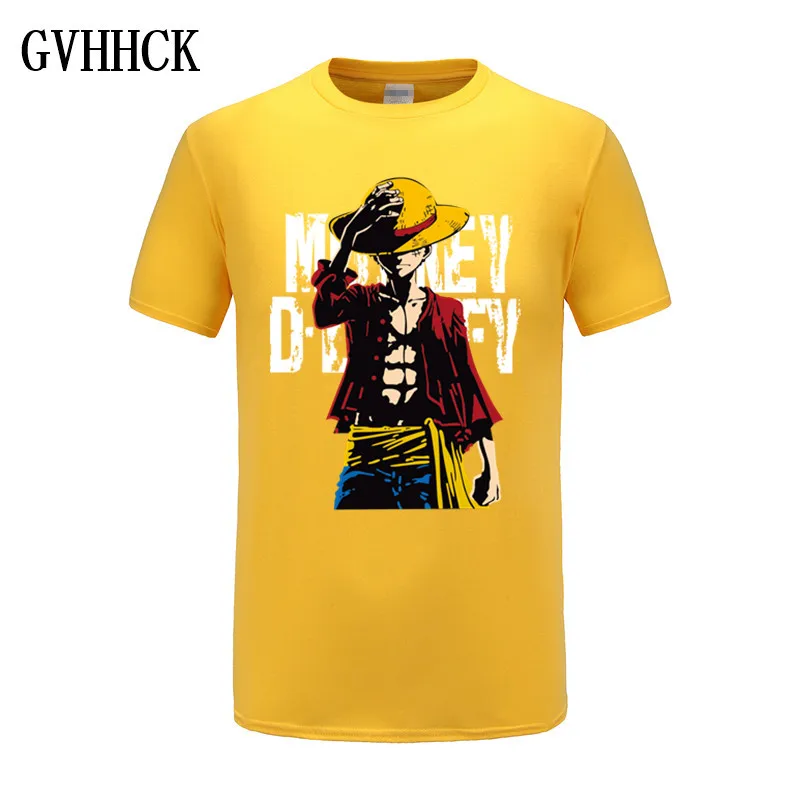 yellow Новая летняя футболка из одного предмета, мужские футболки с обезьянкой D Luffy, новые хлопковые футболки с короткими рукавами с Аниме Зоро Ace, футболка - Цвет: yellow