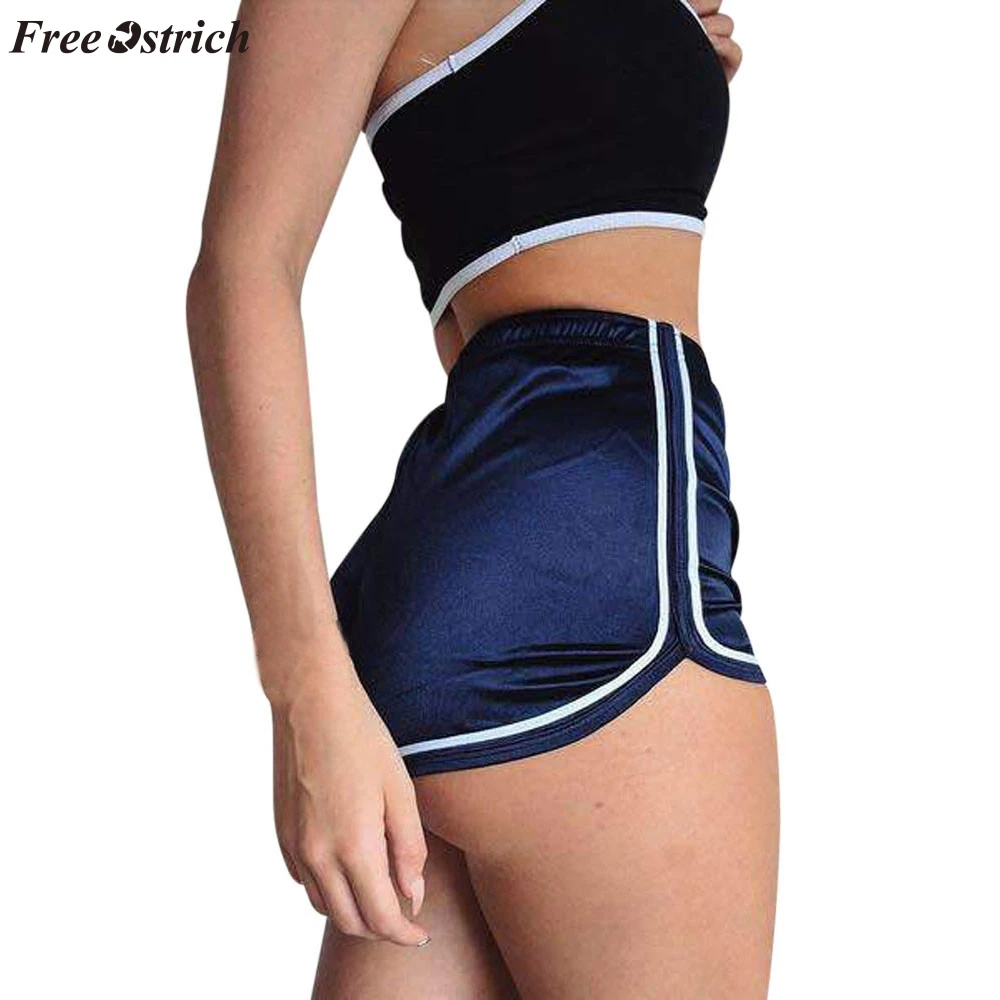 FREE OSTRICH Ladies elastic high waist sports summer everyday wild casual shorts fashion comfortable solid color simple | Женская одежда