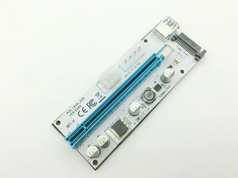 Riser VER008S 3 в 1 Molex 4Pin SATA 6PIN PCI E Экспресс Райзер карта 1x до 16x USB 0 кабель для майнинга