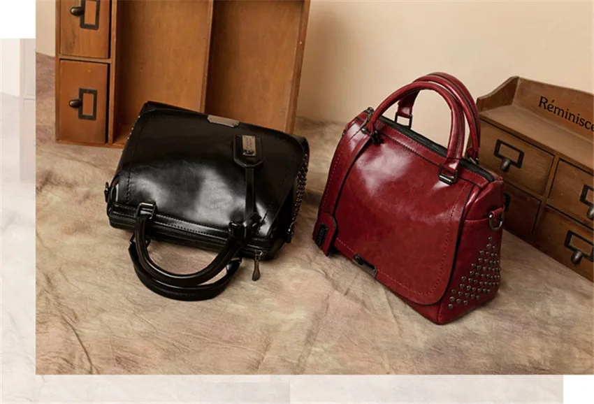 Винтажная трендовая женская сумка из искусственной кожи,, женские сумки-мессенджеры с заклепками, дизайнерская сумка через плечо