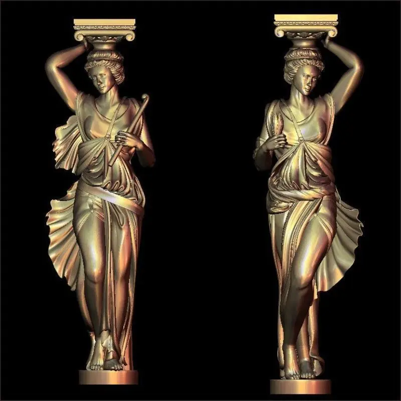 

2pcs/lot Woman pillars_1 3d model STL relief for cnc STL format woman 3d model for cnc stl relief artcam vectric aspire