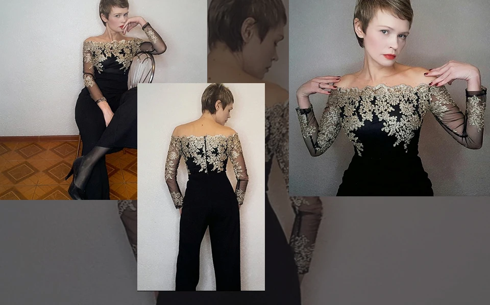 SHEIN Комбинезон С Вышивкой И Открытыми Плечами Женский Летний Черный Элегантный Комбинезон С Длинными Рукавами