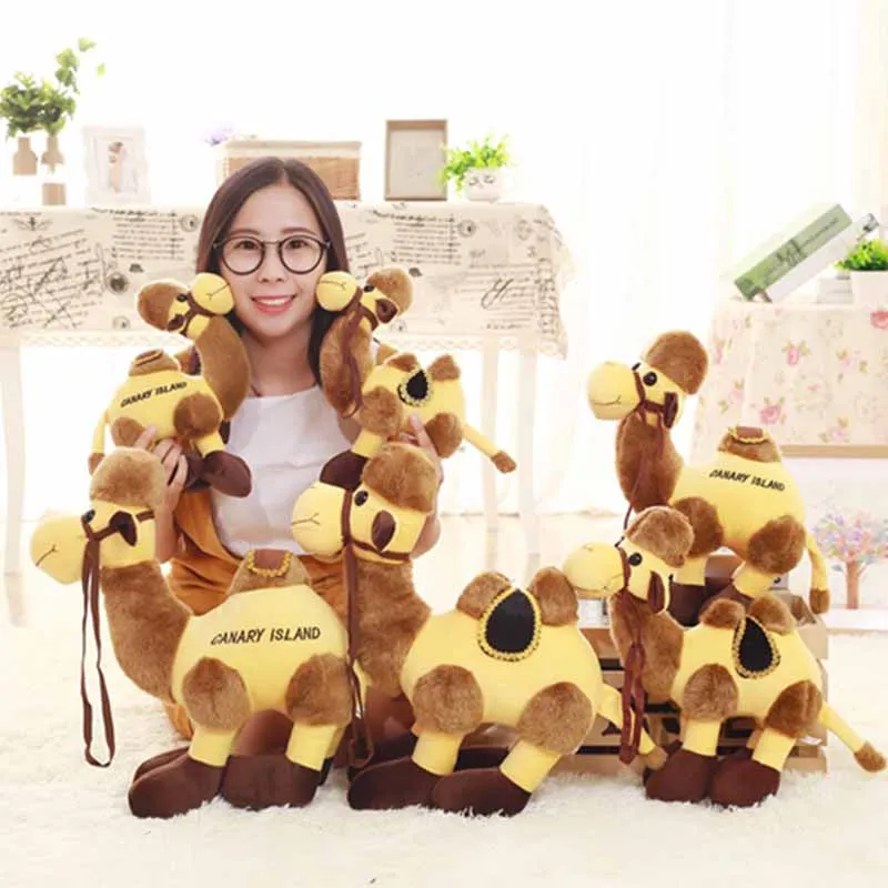 1pc 25-55cm 2 Patterns Real life Desert Camel figurine Plush stuffed camel dolls Home decoration sculptures Kid's Christmas gift | Игрушки