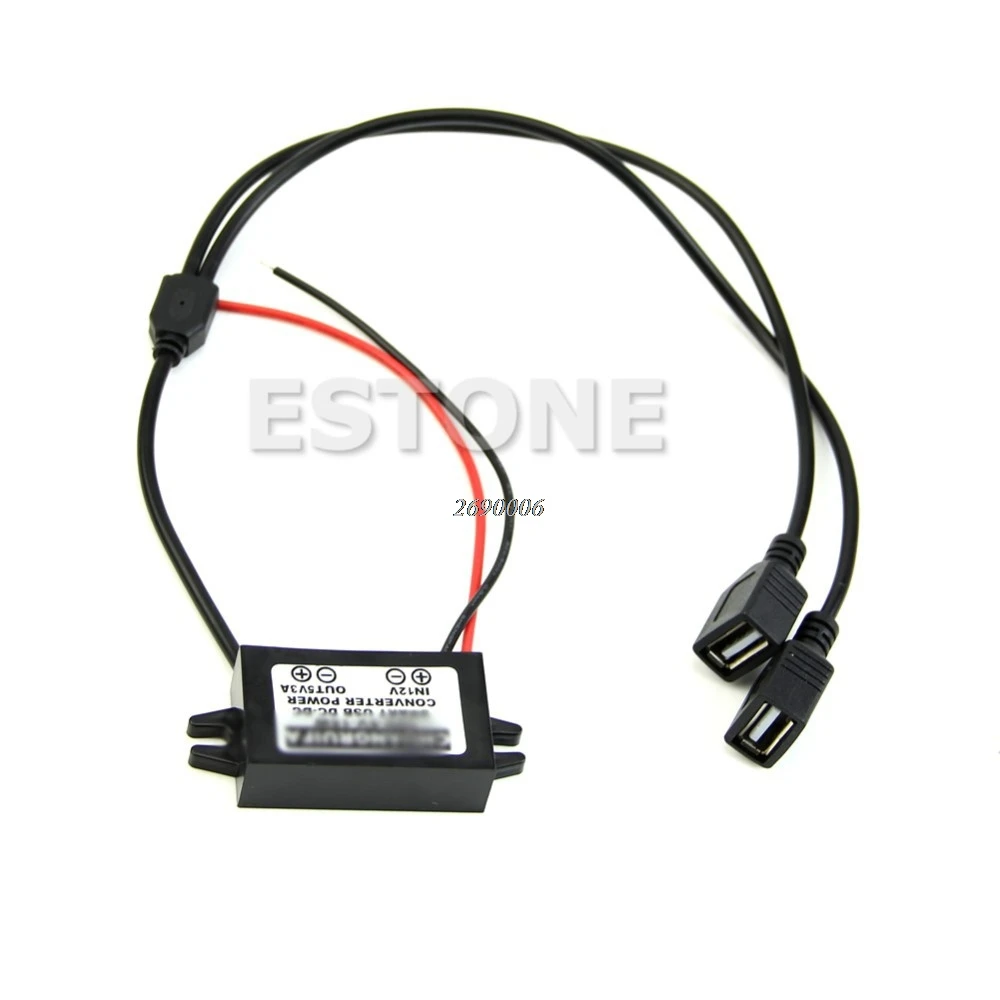 DC 12V до 5V 3A двойной USB преобразователь питания для IPHONE автомобильный регулятор понижающий