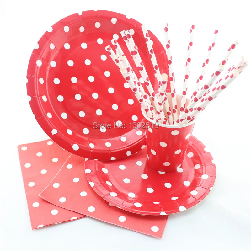 

20sets/pcs for 20 People Using Beautiful Dot Design Baby Birthday Party Decoration Wedding Party Paper Plate Set