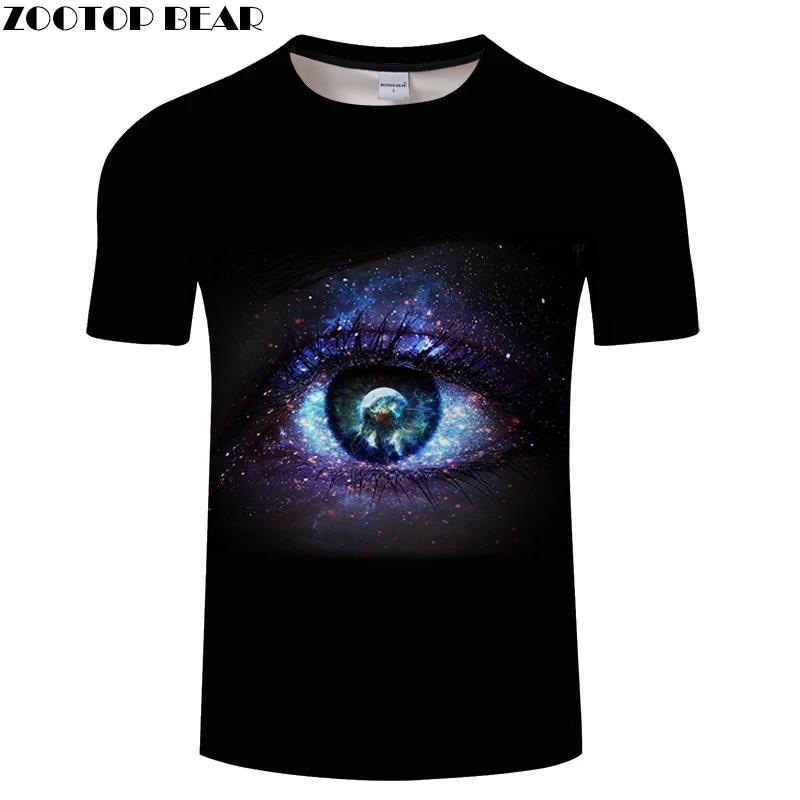 Мужские футболки с 3D принтом Galaxy Eye in Dark женская футболка летние 2018 топы уличный