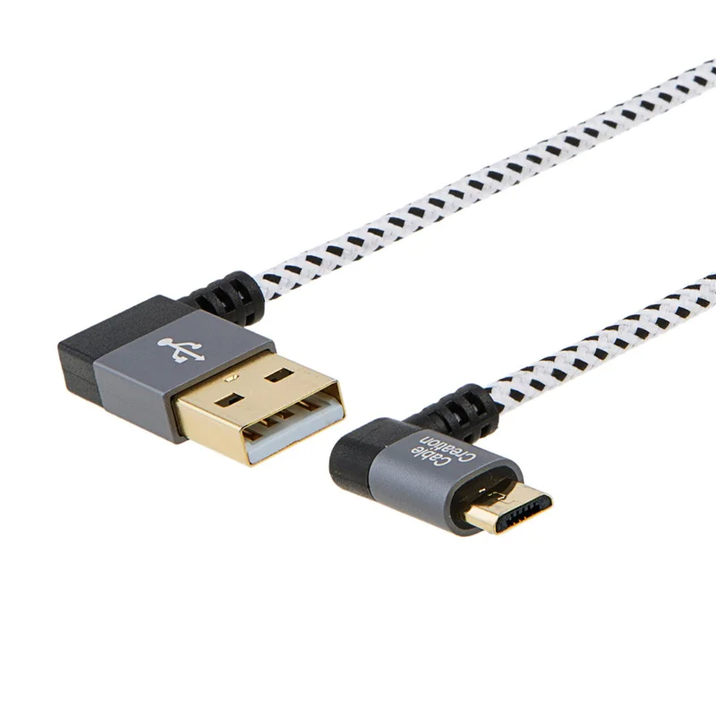 90 градусов USB 2 0 A к Micro B кабель двойной угол Угловой короткий микро с алюминиевым