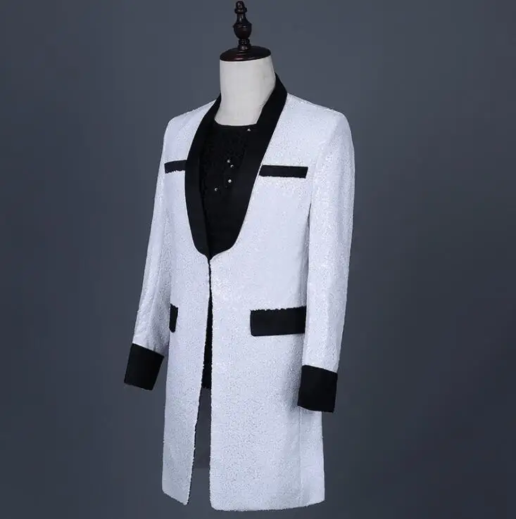 Белый блейзер с блестками мужские длинные костюмы Дизайнерская куртка Мужская