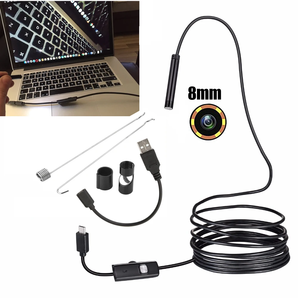 Android USB эндоскоп камера 8 мм объектив 10 м 720P Гибкая Змея Труба проверка для Android телефон бороскоп камера
