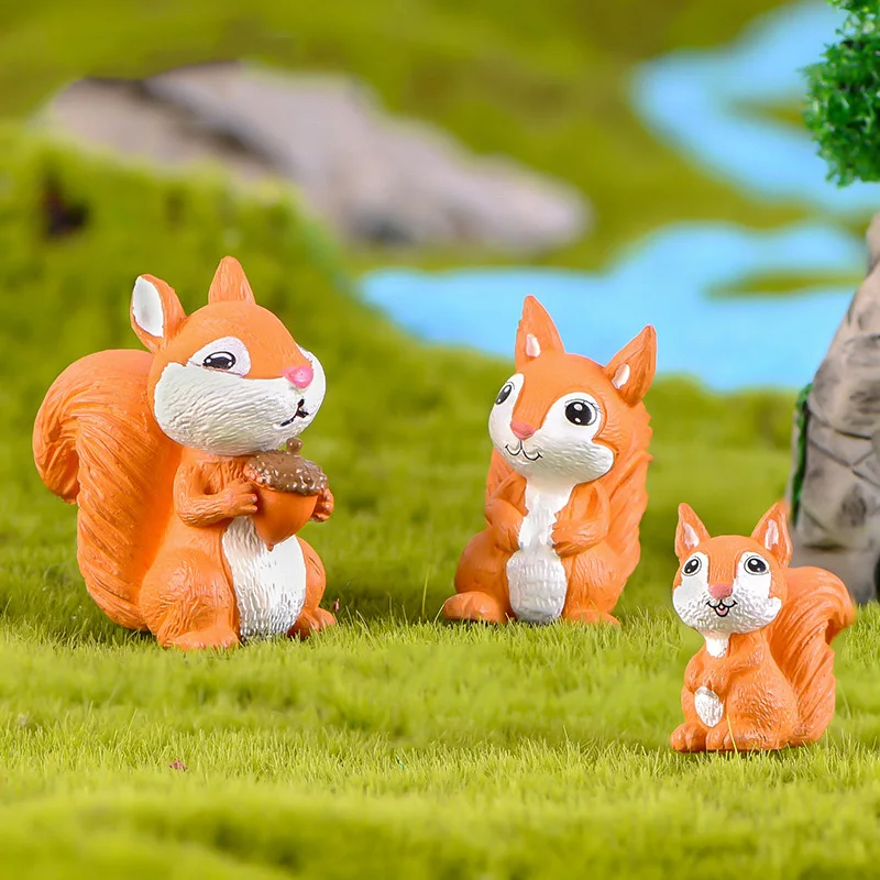 03 Squirrel 3pcs 2 шт./компл. 2 см* 3 см микро Фламинго миниатюрная фигурка Животные украшения набор «сделай сам» для Цветущий сад небольших растений украшения - Цвет: 03 Squirrel 3pcs