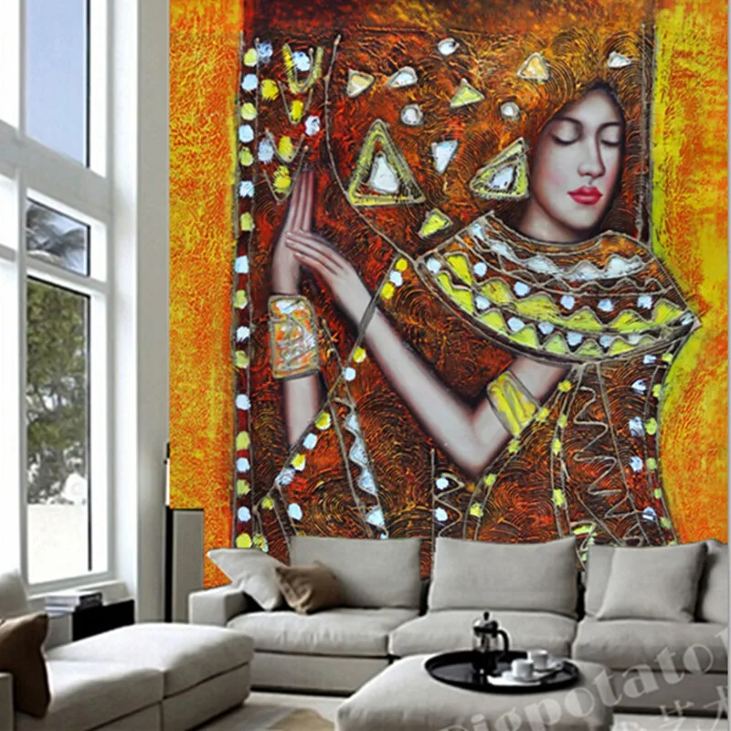 Новейшая объемная большая настенная роспись на заказ картина яркой девушки в
