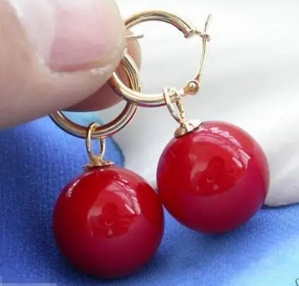 Редкие огромный 12 мм Таити кораллово красный раковины ЮЖНОГО МОРЯ жемчужной