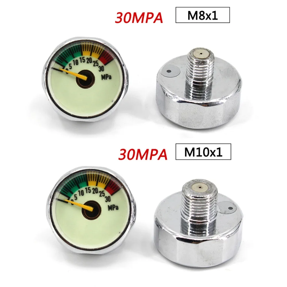 PCP Пейнтбол Airforce насосный клапан с фокусным расстоянием 25 мм M8x1 M10x1 1/8NPT 1/8BSPP 1 дюйм Мини Давление датчик Подводное манометр 20mpa 30mpa 40mpa