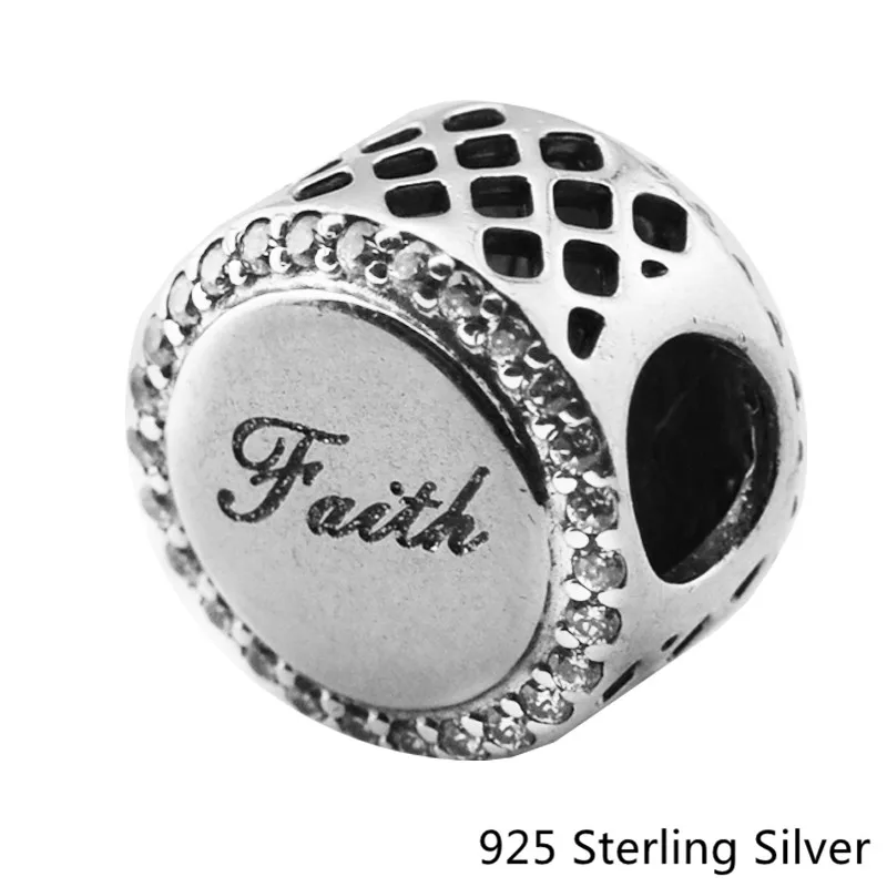 

CKK 925 Sterling Silver Faith Original Fashion Charms Beads Jewelry Making Fits For Bracelets & Bangle