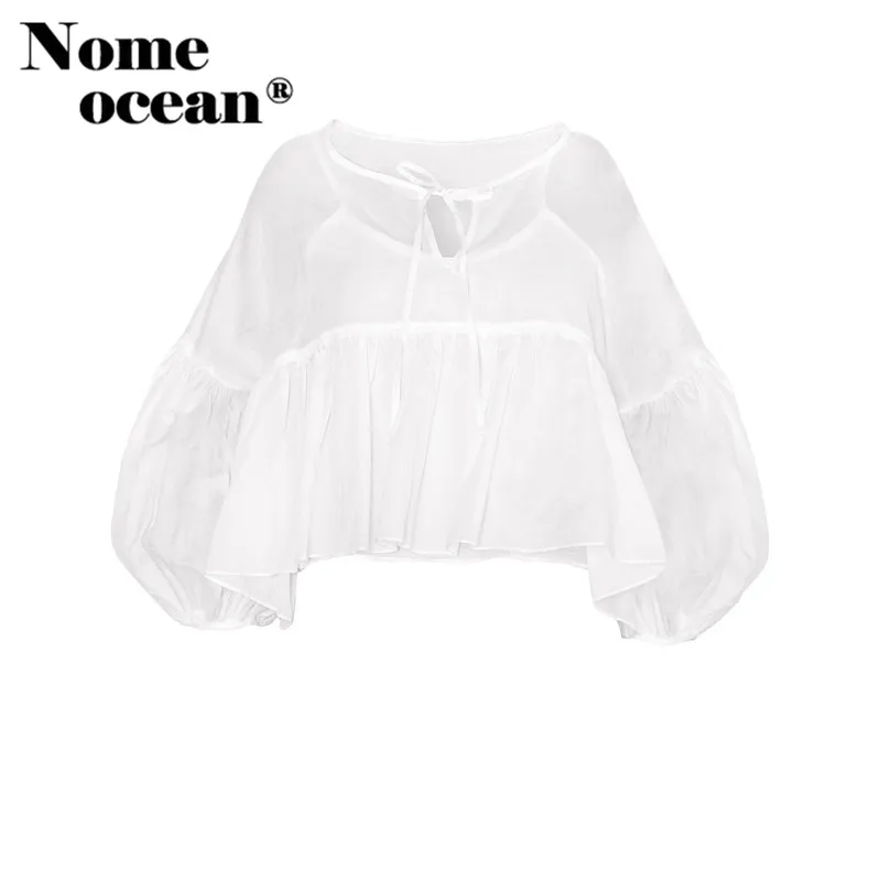 Женская блузка на шнуровке с низким высоким подметом и баской 2018 летние осенние