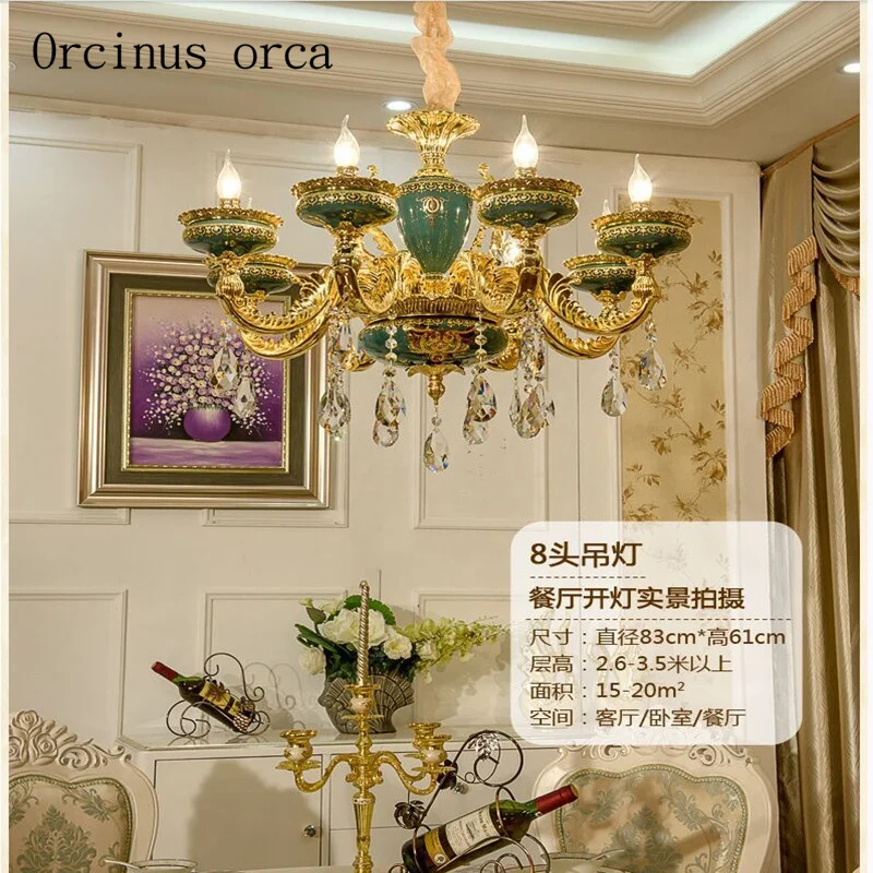 Европейский стиль ретро Роскошная Керамическая люстра для гостиной хрустальная