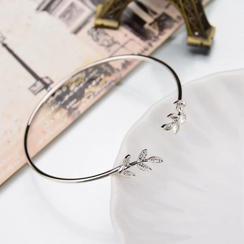 Женские браслеты с листьями открытые золотистые ювелирные изделия подарок для