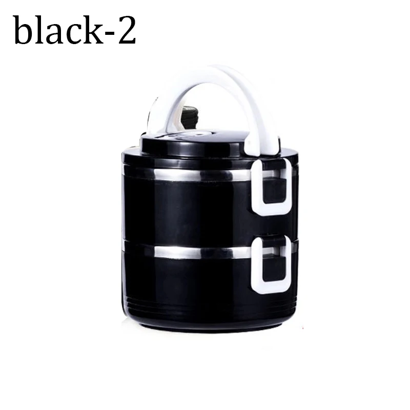 Black-2 Bento Box для сохранения тепла 304 из нержавеющей стали, Ланч-бокс для детей, портативный контейнер для еды для пикника, школы, взрослых, бизнеса - Цвет: Black-2