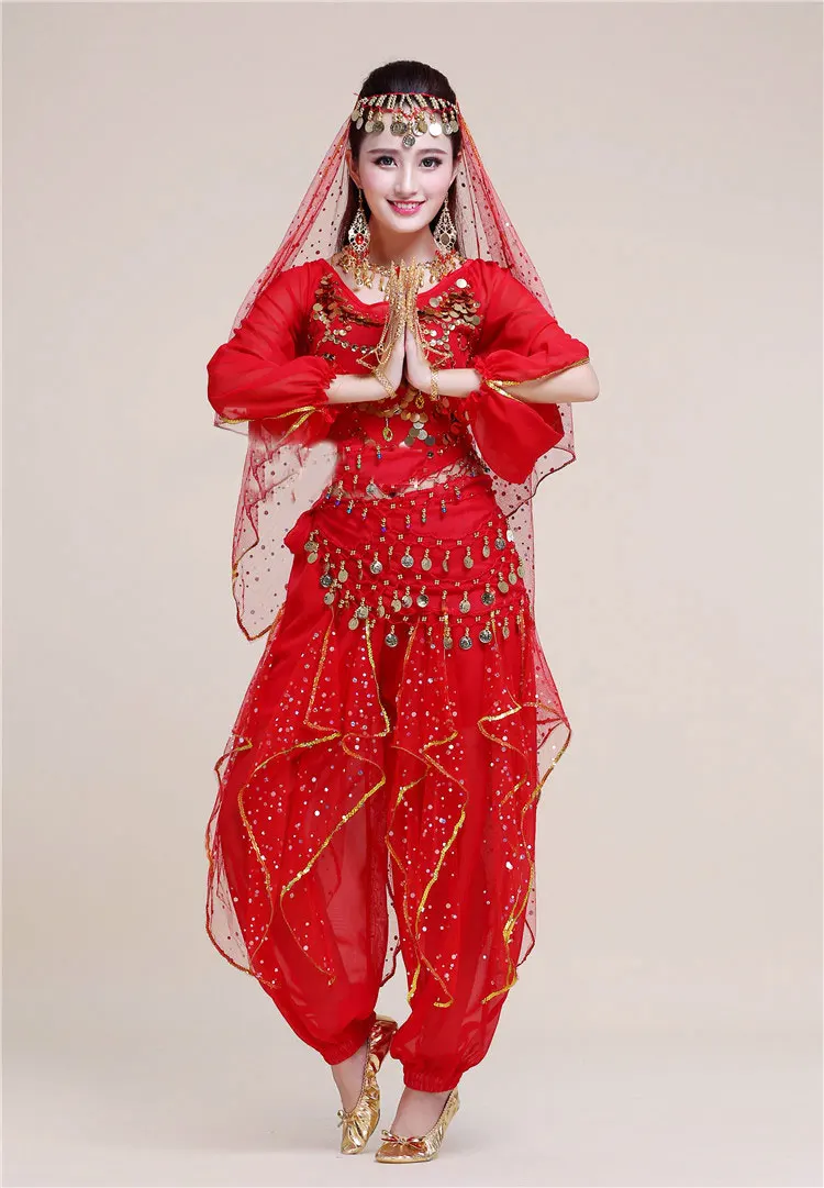 Комплект из 4 предметов для выступлений взрослых танца живота костюм Болливуда