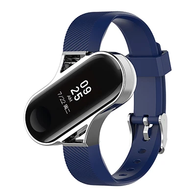 Navy Silver Yuedaer модный Mi Band 3 ремешок металлическая основа для Mi Band 3 силиконовый браслет ремешок для наручных часов Сменные умные аксессуары - Цвет: Navy Silver