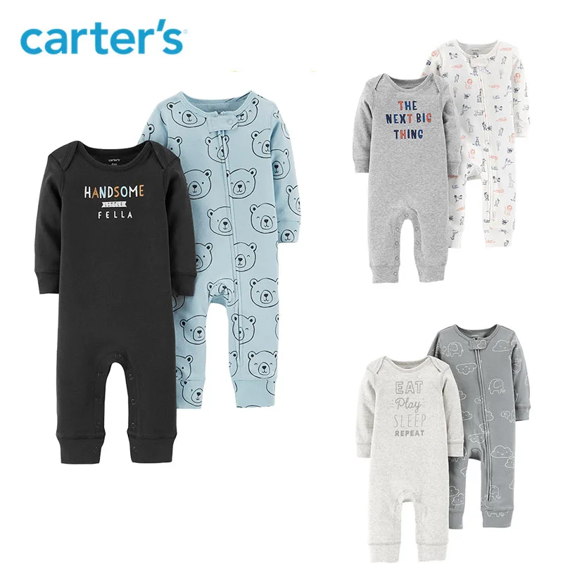 Carters 2Pcs/lot jumpsuits cute print long sleeve baby girl rompers Soft cotton newborn boy clothes set 126H458/126H653 | Мать и ребенок
