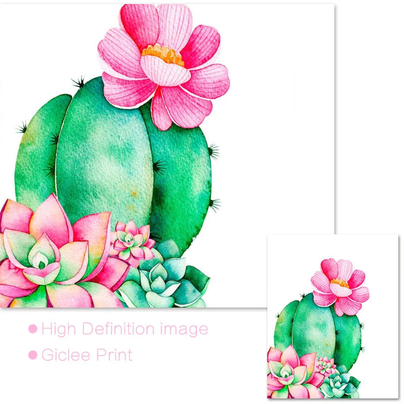 Художественный фон для детской стены с суккулентным принтом кактуса Картина на