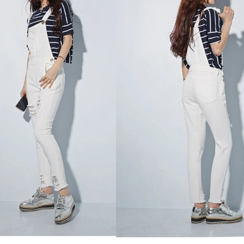 Модные женские джинсы комбинезоны Комбинезоны на бретельках хлопковые