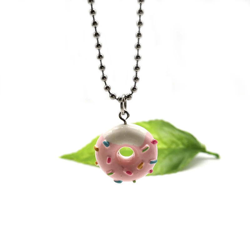 Fashion Handmade Resin Delicious Food Charm Pendant Necklaces For Women Cute Lovely Donut Necklace Funy Party Girl Jewelry Gift images - 6