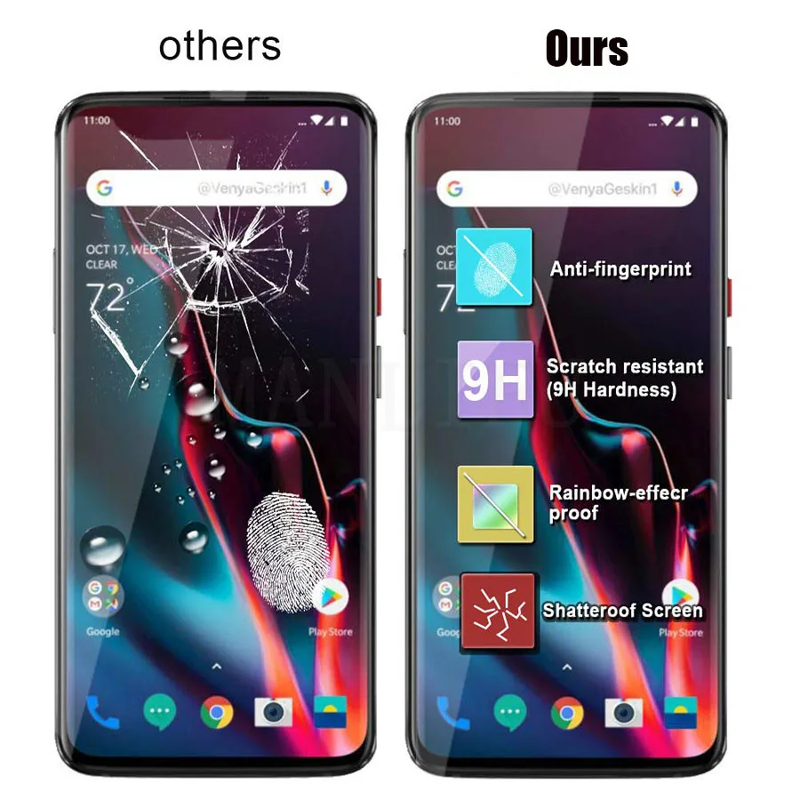 2 шт. закаленное стекло для OnePlus 7 Pro Защитное экрана полное покрытие 6T 5T 3T 6 5 3